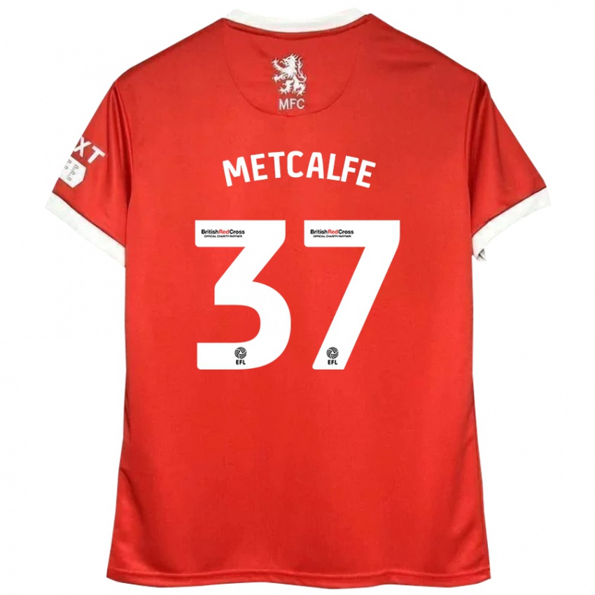 Niño Camiseta Max Metcalfe #37 Rojo Blanco 1ª Equipación 2024/25 La Camisa México