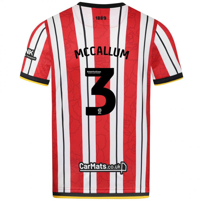 Niño Camiseta Sam Mccallum #3 Rojo Blanco Rayas 1ª Equipación 2024/25 La Camisa México