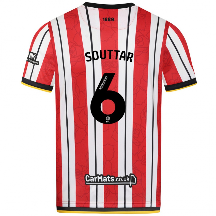 Niño Camiseta Harry Souttar #6 Rojo Blanco Rayas 1ª Equipación 2024/25 La Camisa México