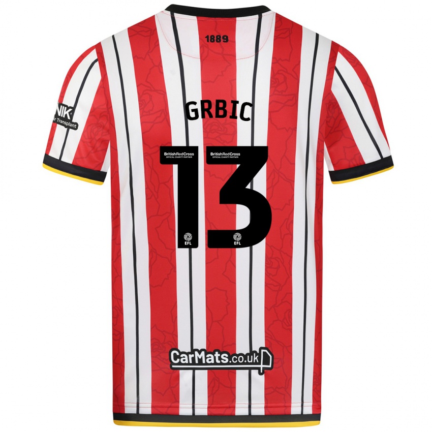 Niño Camiseta Ivo Grbic #13 Rojo Blanco Rayas 1ª Equipación 2024/25 La Camisa México