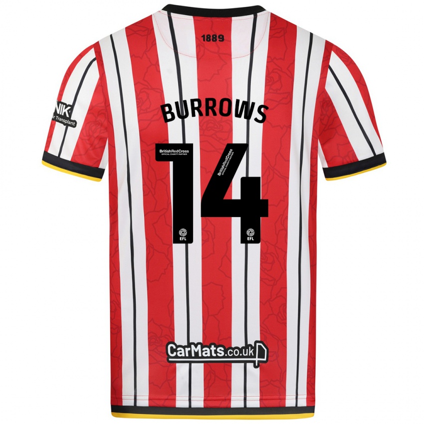 Niño Camiseta Harrison Burrows #14 Rojo Blanco Rayas 1ª Equipación 2024/25 La Camisa México