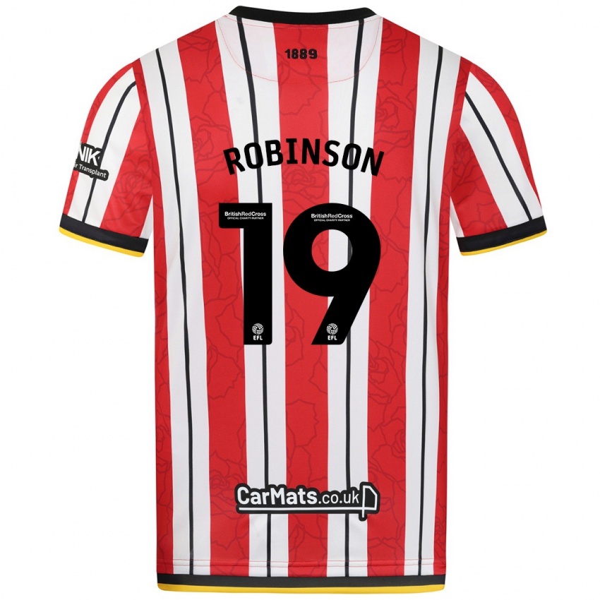 Niño Camiseta Jack Robinson #19 Rojo Blanco Rayas 1ª Equipación 2024/25 La Camisa México