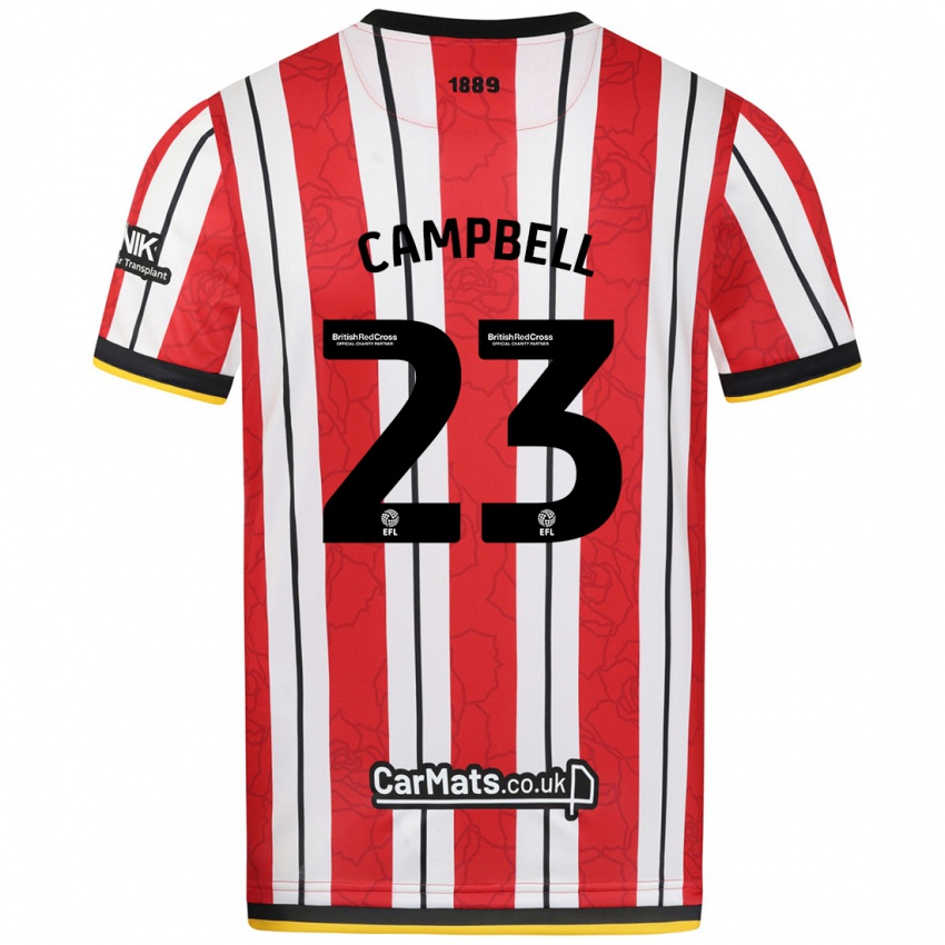 Niño Camiseta Tyrese Campbell #23 Rojo Blanco Rayas 1ª Equipación 2024/25 La Camisa México