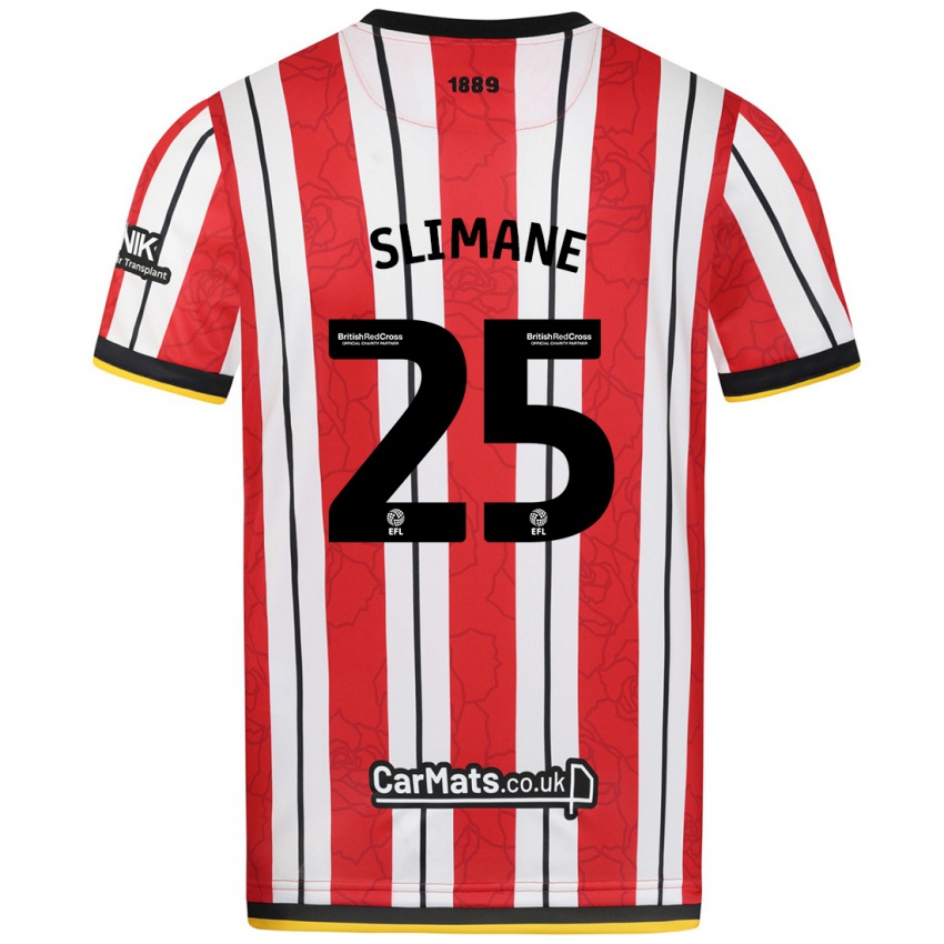 Niño Camiseta Anis Slimane #25 Rojo Blanco Rayas 1ª Equipación 2024/25 La Camisa México