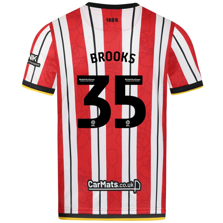 Niño Camiseta Andre Brooks #35 Rojo Blanco Rayas 1ª Equipación 2024/25 La Camisa México