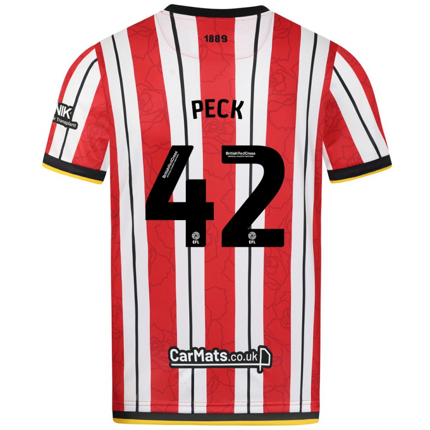 Niño Camiseta Sydie Peck #42 Rojo Blanco Rayas 1ª Equipación 2024/25 La Camisa México