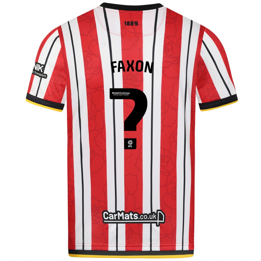 Niño Camiseta Luke Faxon #0 Rojo Blanco Rayas 1ª Equipación 2024/25 La Camisa México