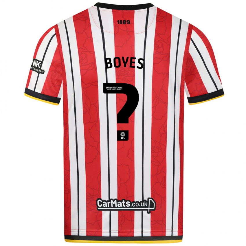 Niño Camiseta Harry Boyes #0 Rojo Blanco Rayas 1ª Equipación 2024/25 La Camisa México