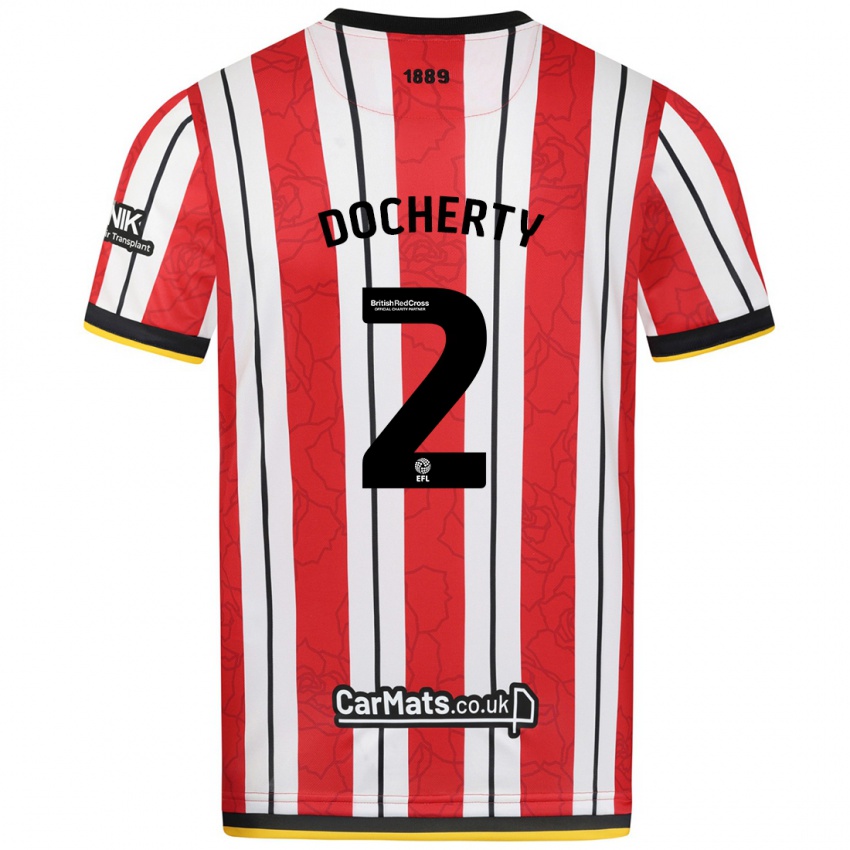 Niño Camiseta Charley Docherty #2 Rojo Blanco Rayas 1ª Equipación 2024/25 La Camisa México