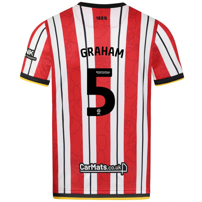 Niño Camiseta Molly Graham #5 Rojo Blanco Rayas 1ª Equipación 2024/25 La Camisa México