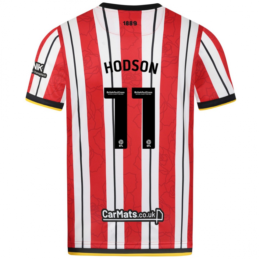 Niño Camiseta Ashley Hodson #11 Rojo Blanco Rayas 1ª Equipación 2024/25 La Camisa México