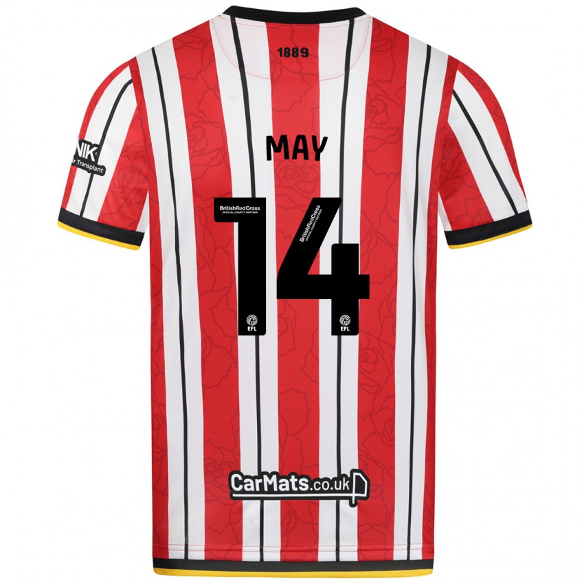 Niño Camiseta Ellie May #14 Rojo Blanco Rayas 1ª Equipación 2024/25 La Camisa México