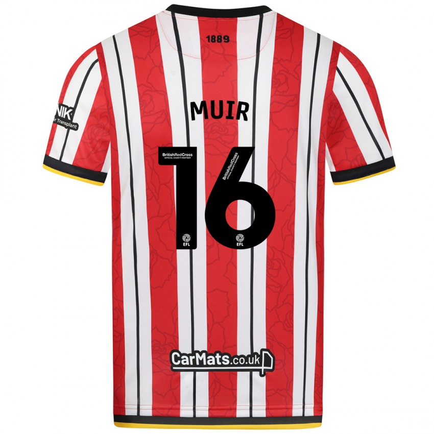 Niño Camiseta Chene Muir #16 Rojo Blanco Rayas 1ª Equipación 2024/25 La Camisa México