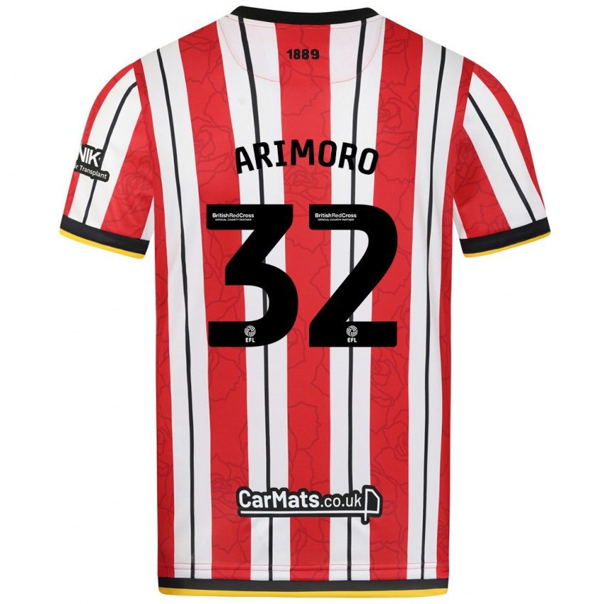 Niño Camiseta Juliet Khinde Adebowale-Arimoro #32 Rojo Blanco Rayas 1ª Equipación 2024/25 La Camisa México