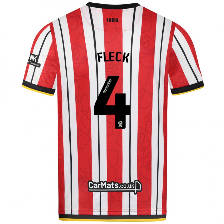 Niño Camiseta John Fleck #4 Rojo Blanco Rayas 1ª Equipación 2024/25 La Camisa México