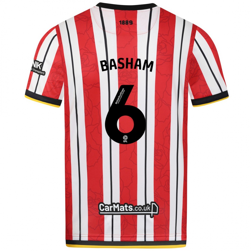 Niño Camiseta Chris Basham #6 Rojo Blanco Rayas 1ª Equipación 2024/25 La Camisa México