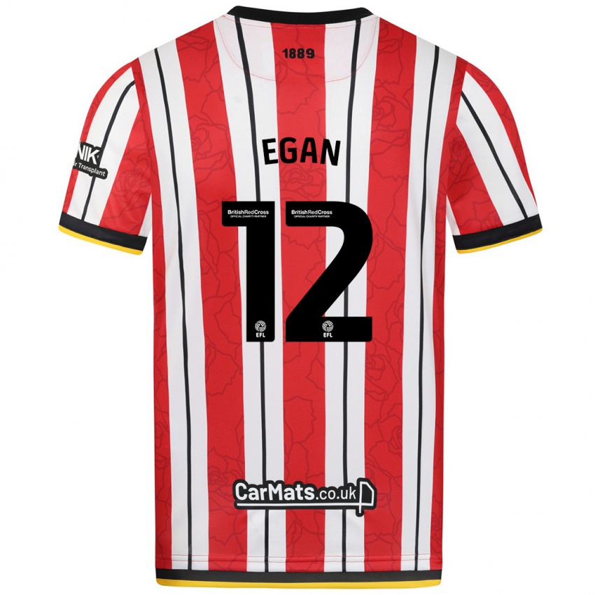 Niño Camiseta John Egan #12 Rojo Blanco Rayas 1ª Equipación 2024/25 La Camisa México