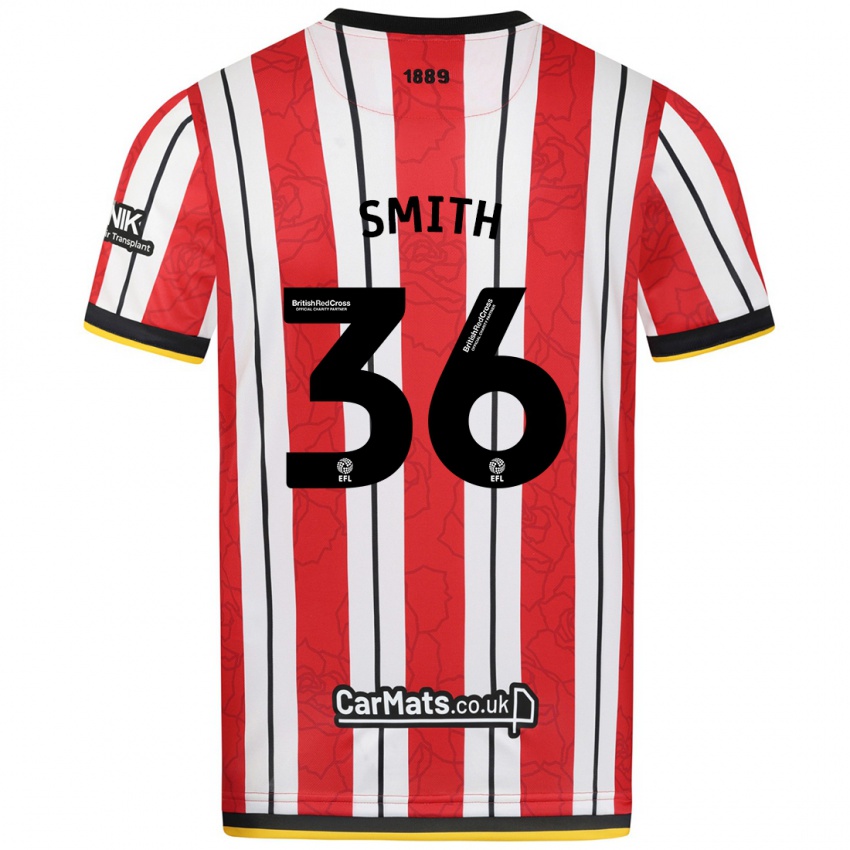 Niño Camiseta Joshua Smith #36 Rojo Blanco Rayas 1ª Equipación 2024/25 La Camisa México