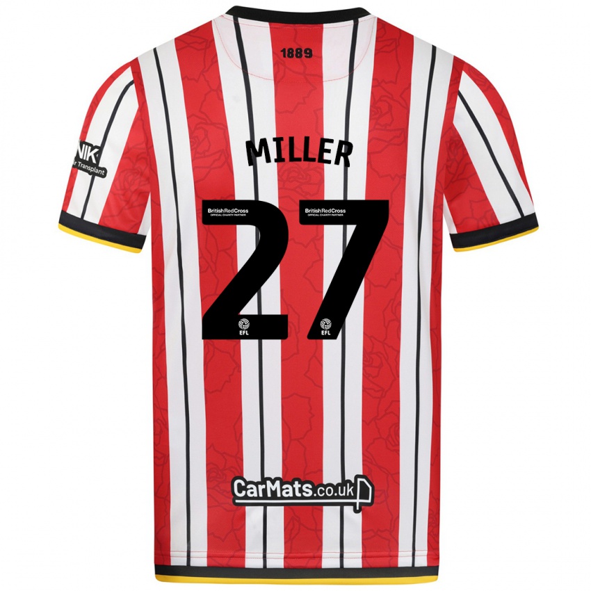 Niño Camiseta Lara Miller #27 Rojo Blanco Rayas 1ª Equipación 2024/25 La Camisa México