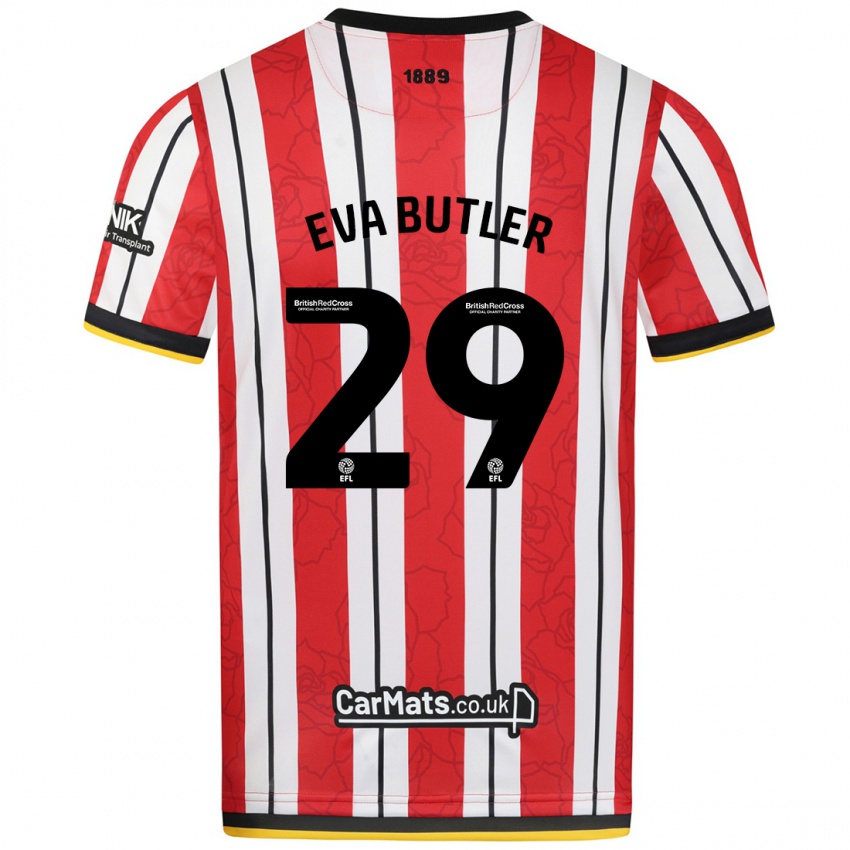 Niño Camiseta Eva Butler #29 Rojo Blanco Rayas 1ª Equipación 2024/25 La Camisa México