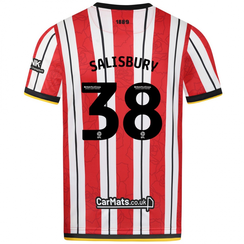 Niño Camiseta Chloe Salisbury #38 Rojo Blanco Rayas 1ª Equipación 2024/25 La Camisa México