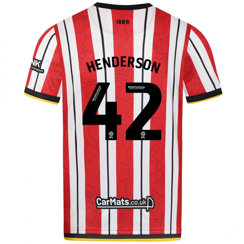 Niño Camiseta Peyton Henderson #42 Rojo Blanco Rayas 1ª Equipación 2024/25 La Camisa México