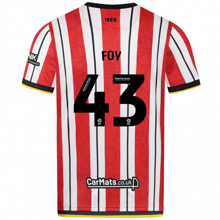 Niño Camiseta Gus Foy #43 Rojo Blanco Rayas 1ª Equipación 2024/25 La Camisa México