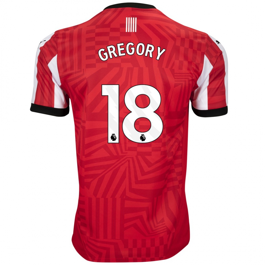 Niño Camiseta Freya Gregory #18 Rojo Blanco 1ª Equipación 2024/25 La Camisa México