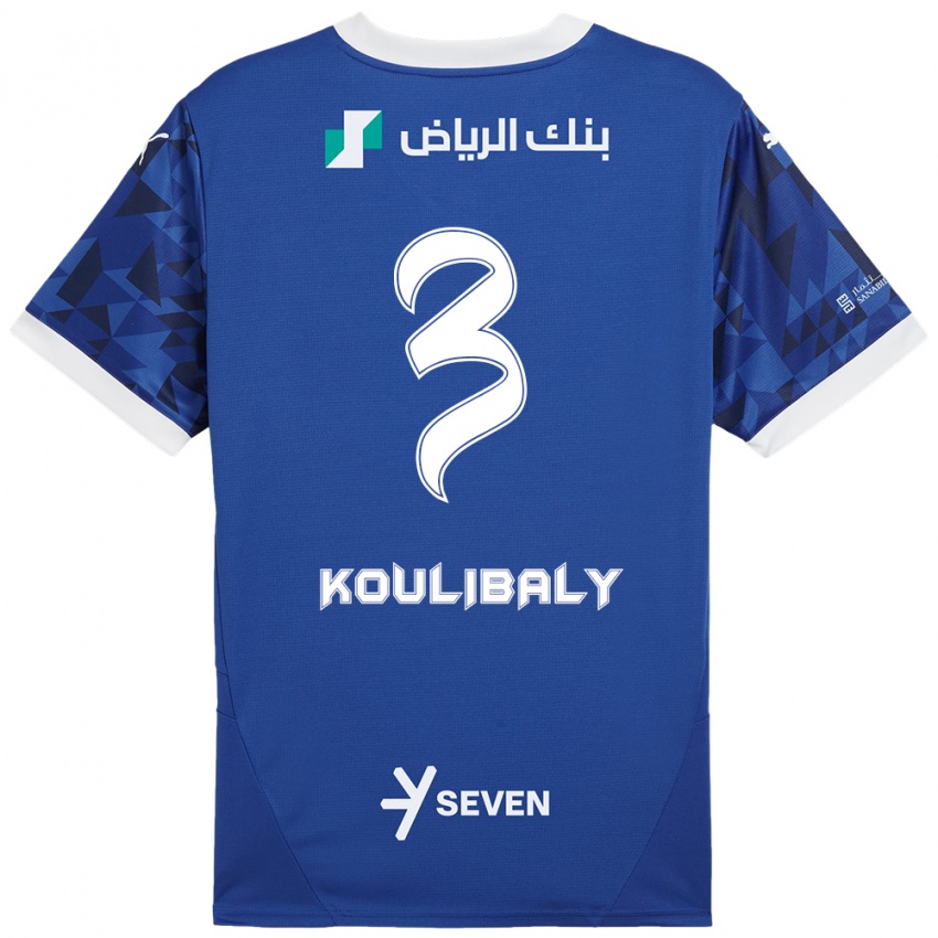 Niño Camiseta Kalidou Koulibaly #3 Azul Oscuro Blanco 1ª Equipación 2024/25 La Camisa México