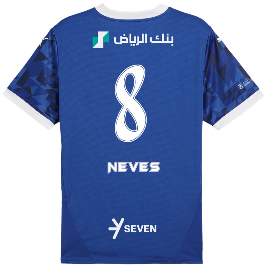 Niño Camiseta Rúben Neves #8 Azul Oscuro Blanco 1ª Equipación 2024/25 La Camisa México