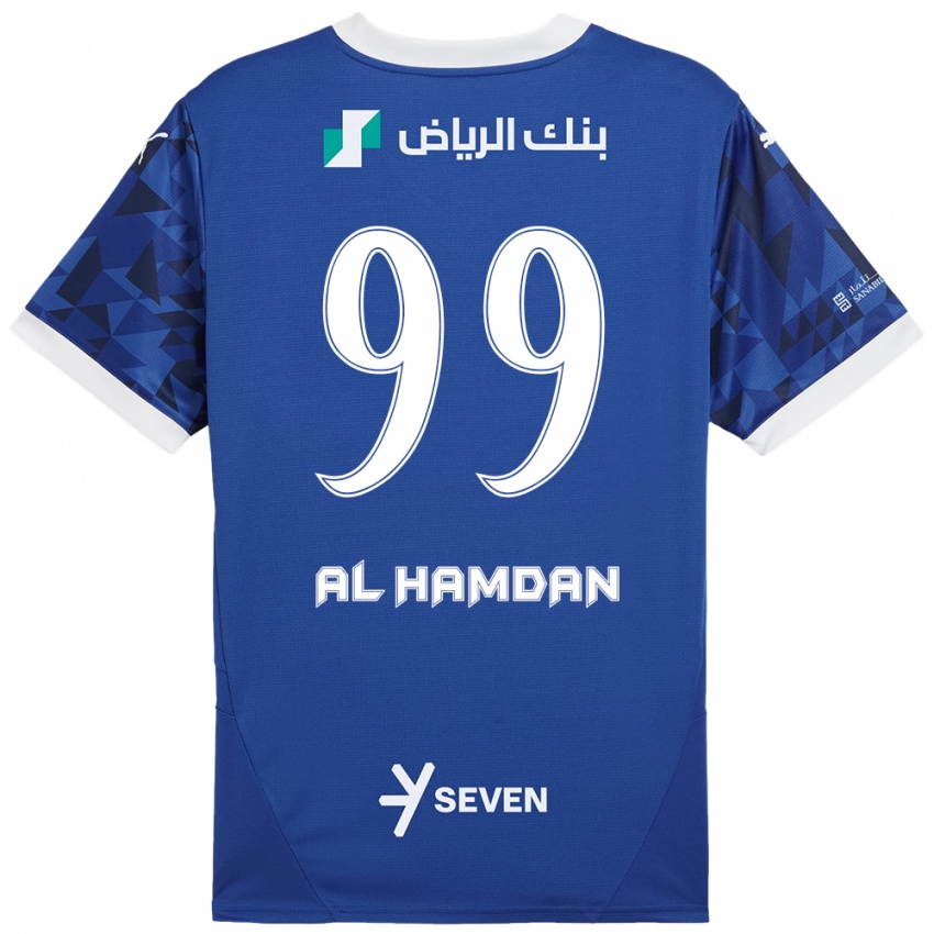 Niño Camiseta Abdullah Al-Hamdan #99 Azul Oscuro Blanco 1ª Equipación 2024/25 La Camisa México