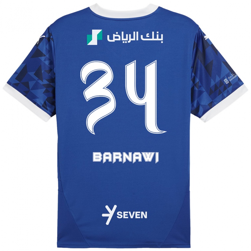 Niño Camiseta Saleh Barnawi #34 Azul Oscuro Blanco 1ª Equipación 2024/25 La Camisa México