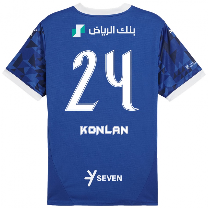 Niño Camiseta Cynthia Konlan #24 Azul Oscuro Blanco 1ª Equipación 2024/25 La Camisa México