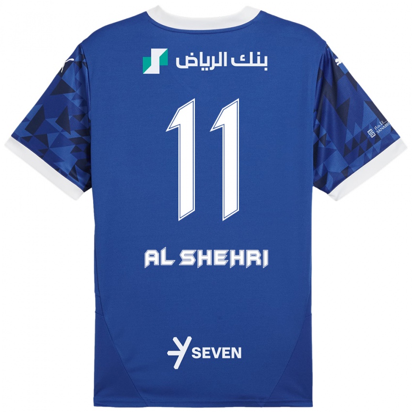 Niño Camiseta Saleh Al-Shehri #11 Azul Oscuro Blanco 1ª Equipación 2024/25 La Camisa México