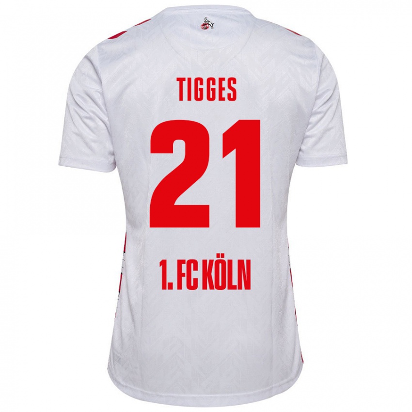 Niño Camiseta Steffen Tigges #21 Blanco Rojo 1ª Equipación 2024/25 La Camisa México