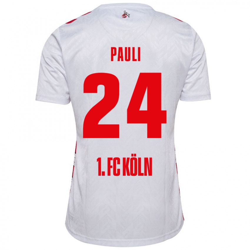 Niño Camiseta Julian Pauli #24 Blanco Rojo 1ª Equipación 2024/25 La Camisa México