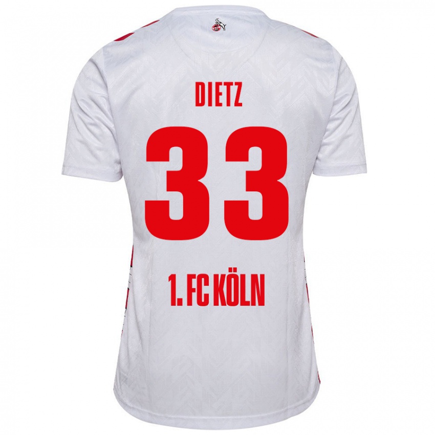 Niño Camiseta Florian Dietz #33 Blanco Rojo 1ª Equipación 2024/25 La Camisa México