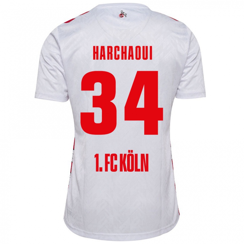 Niño Camiseta Fayssal Harchaoui #34 Blanco Rojo 1ª Equipación 2024/25 La Camisa México