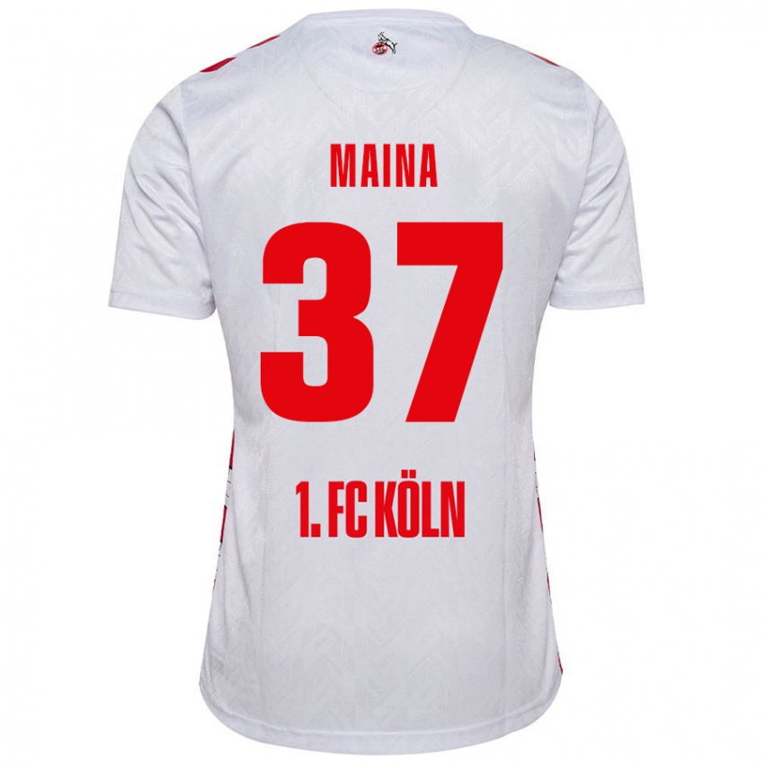 Niño Camiseta Linton Maina #37 Blanco Rojo 1ª Equipación 2024/25 La Camisa México