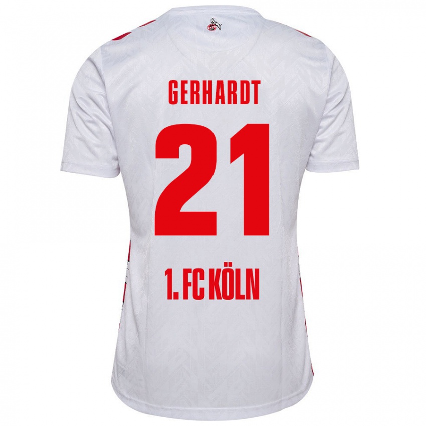 Niño Camiseta Anna Gerhardt #21 Blanco Rojo 1ª Equipación 2024/25 La Camisa México