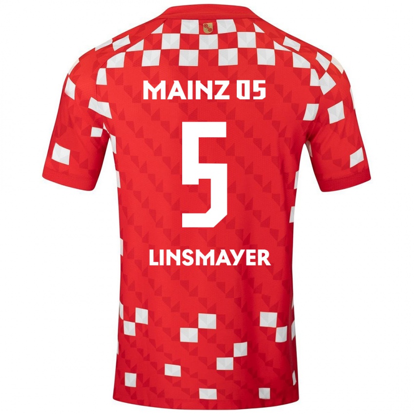 Niño Camiseta Denis Linsmayer #5 Blanco Rojo 1ª Equipación 2024/25 La Camisa México