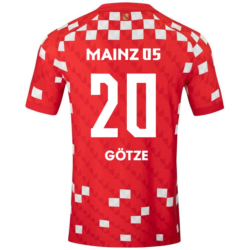 Niño Camiseta Justus Götze #20 Blanco Rojo 1ª Equipación 2024/25 La Camisa México