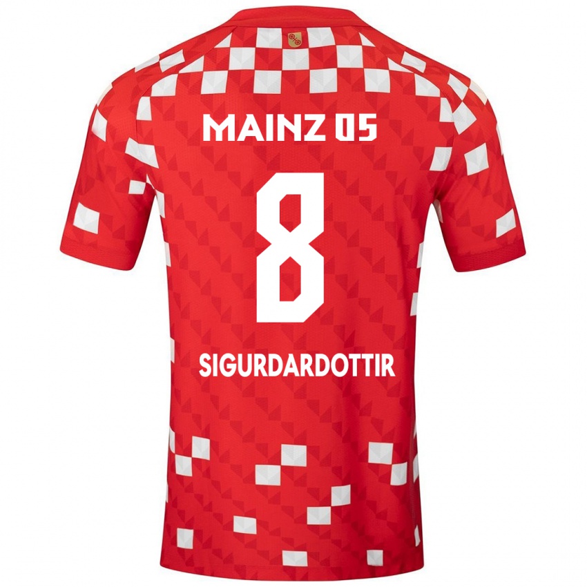 Niño Camiseta Heiðrún Sigurðardóttir #8 Blanco Rojo 1ª Equipación 2024/25 La Camisa México