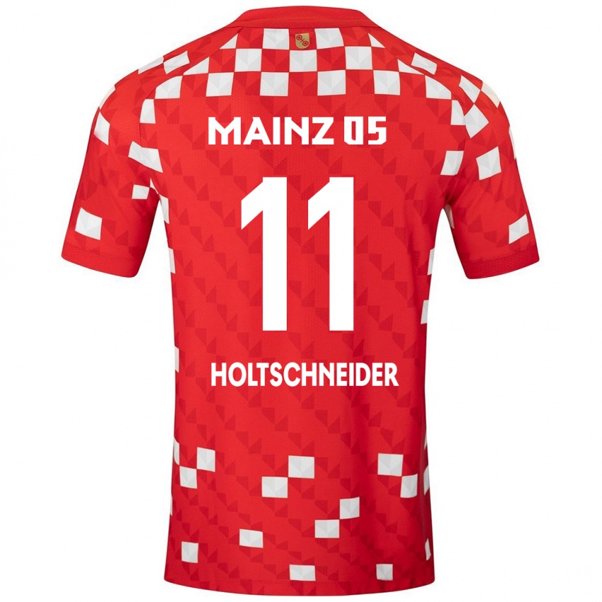 Niño Camiseta Hannah Holtschneider #11 Blanco Rojo 1ª Equipación 2024/25 La Camisa México