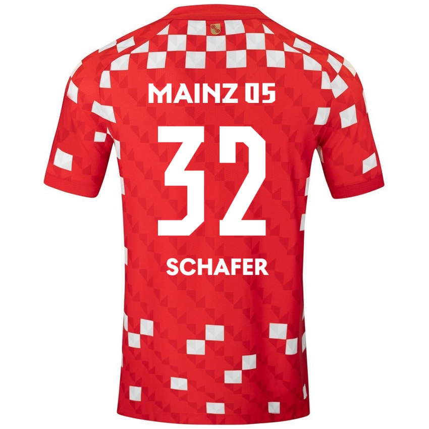 Niño Camiseta Ann-Christin Schäfer #32 Blanco Rojo 1ª Equipación 2024/25 La Camisa México