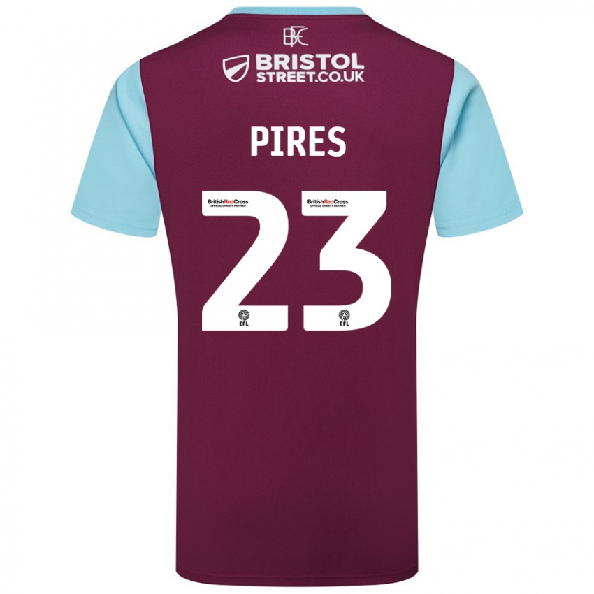 Niño Camiseta Lucas Pires #23 Borgoña Azul Cielo 1ª Equipación 2024/25 La Camisa México