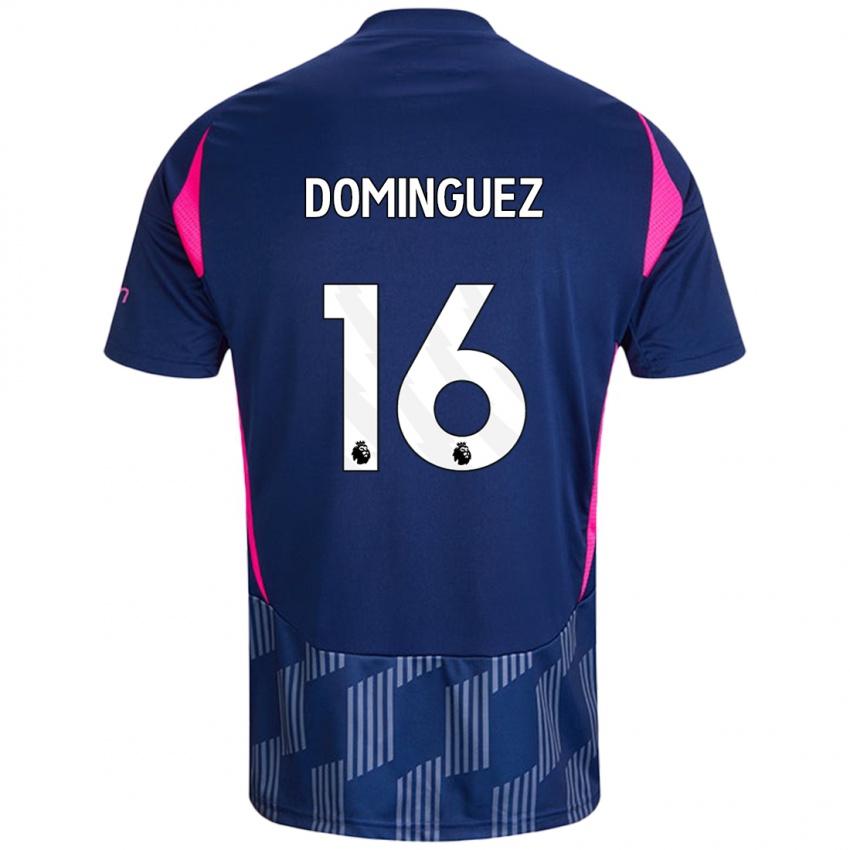 Niño Camiseta Nicolás Domínguez #16 Azul Real Rosa 2ª Equipación 2024/25 La Camisa México