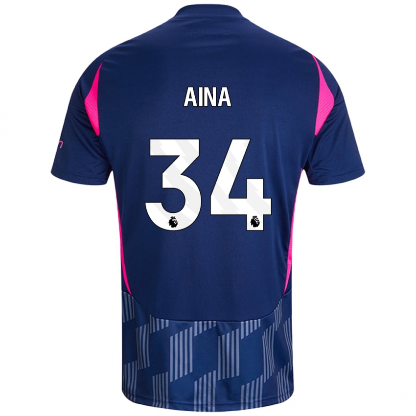 Niño Camiseta Ola Aina #34 Azul Real Rosa 2ª Equipación 2024/25 La Camisa México