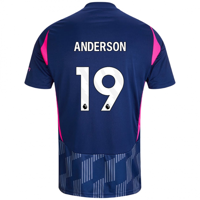 Niño Camiseta Becky Anderson #19 Azul Real Rosa 2ª Equipación 2024/25 La Camisa México