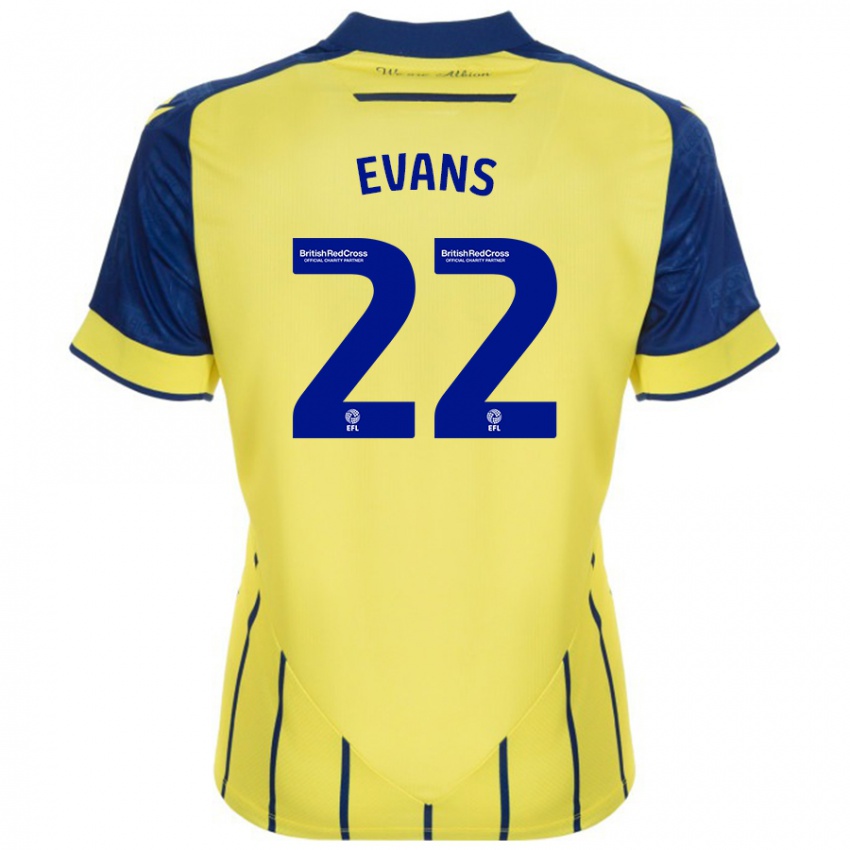 Niño Camiseta Kate Evans #22 Amarillo Azul 2ª Equipación 2024/25 La Camisa México